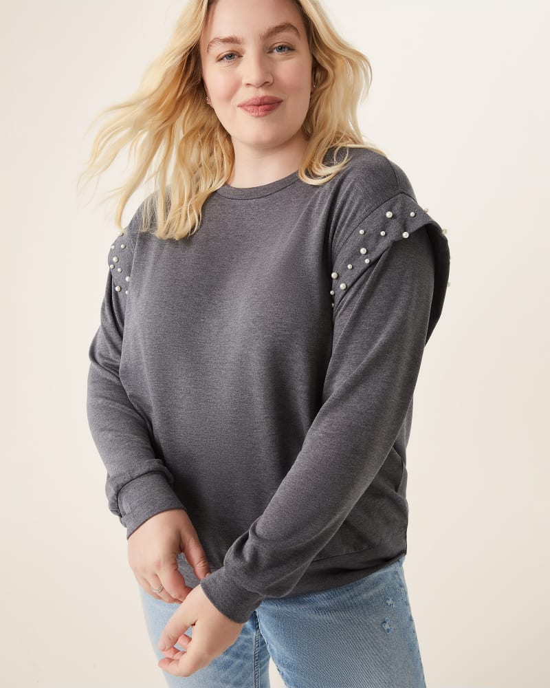 Front of plus size Leigh Beaded Sweatshirt by East Adeline | Dia&Co | dia_product_style_image_id:175531